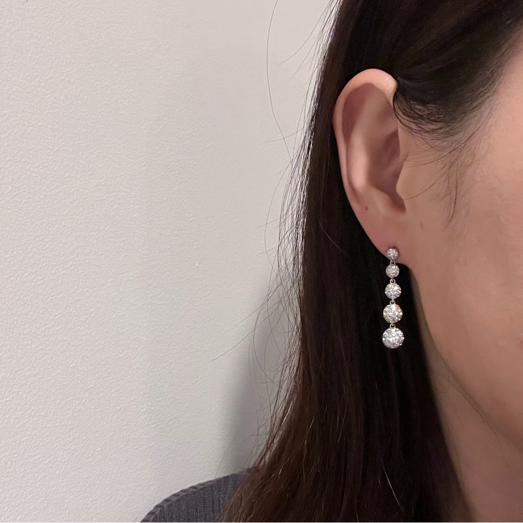 New Jean Dousset Pave Ball Drop Earrings